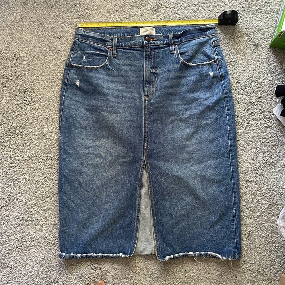 Denim Midi Skirt with Slit Universal Thread Size 16 Jean Skirt